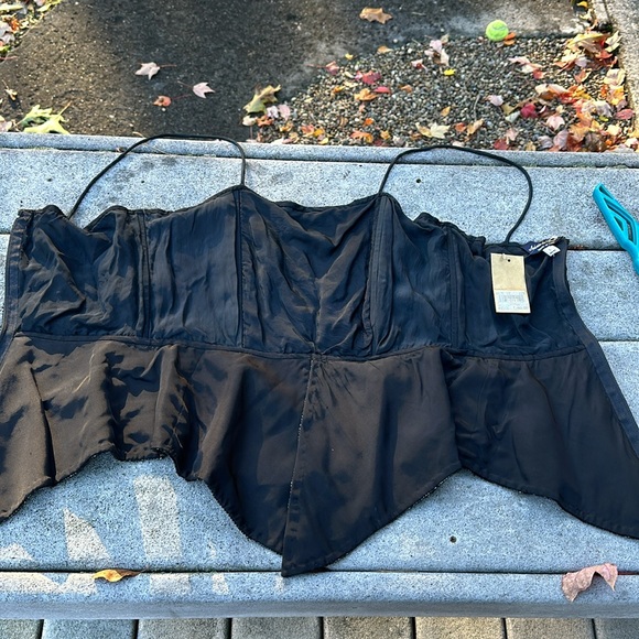 Gorgeous Black Sequin Peplum Tank with Boning and zip Back Sz 12 NWT - Picture 8 of 9